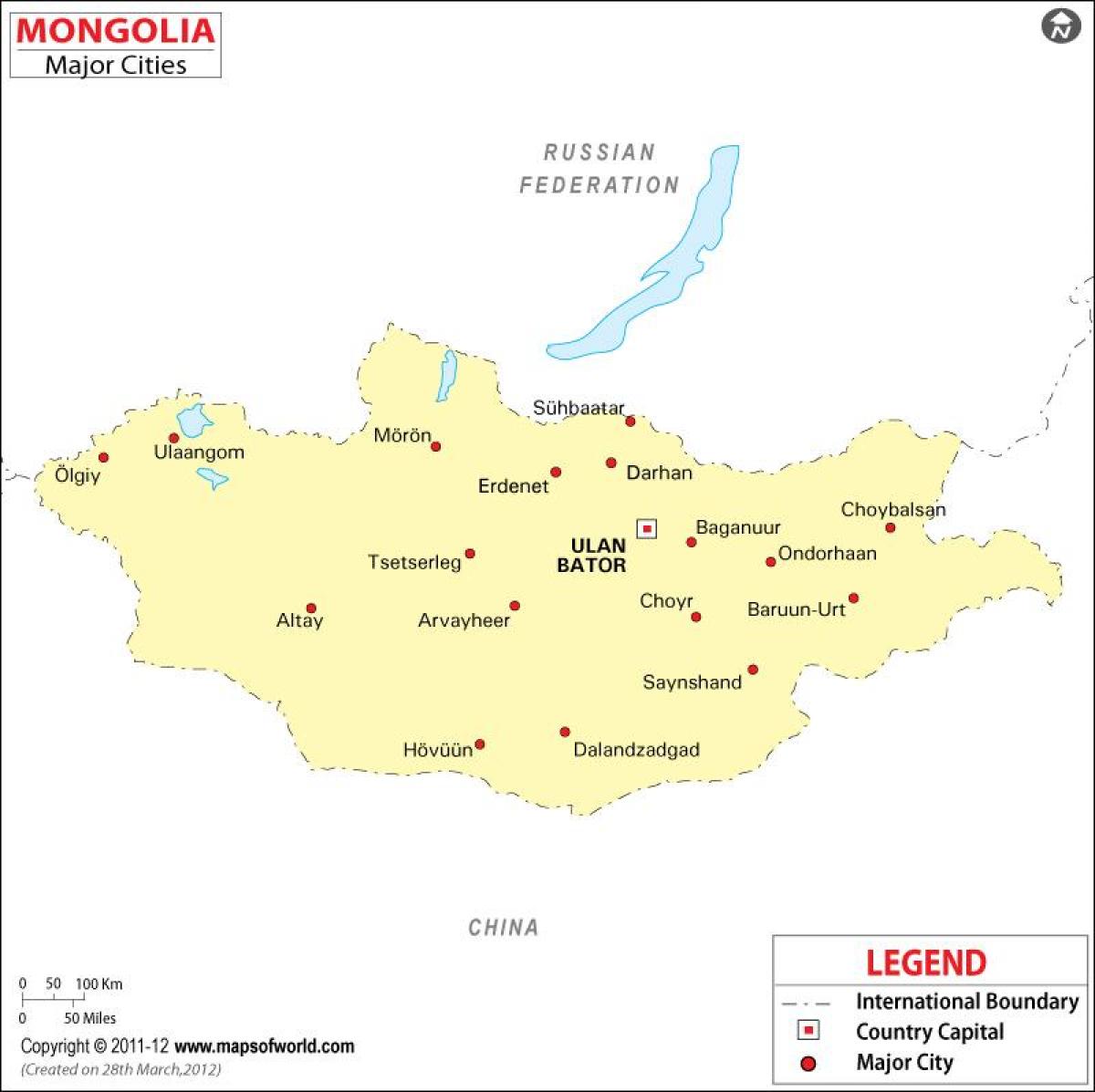 Mongolia hartă cu orașele
