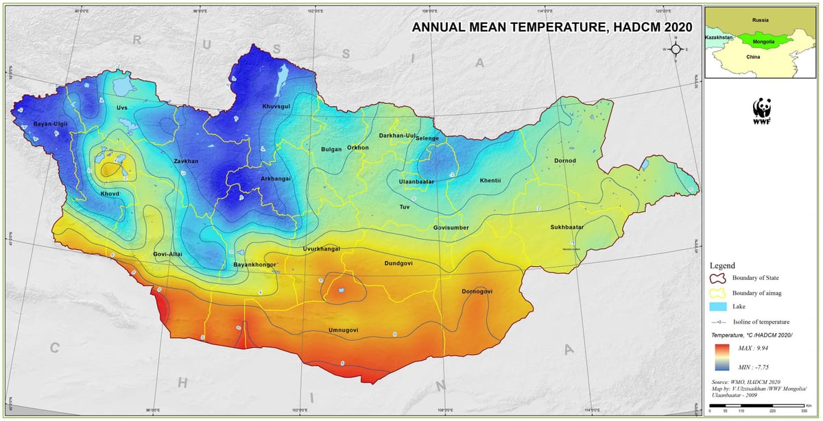 harta Mongolia climatice