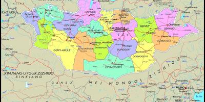 Harta fizică a Mongolia
