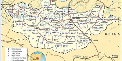 Mongolia hartă turistică