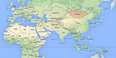 Hartă a lumii care arată Mongolia